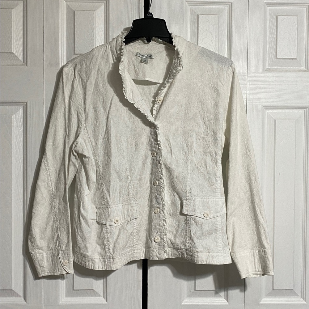 ColdWater Creek white cotton stretch jacket coat size XL